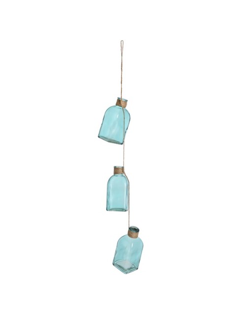 Hanging Three Green Glass Bottle ornament Hanging Three Green Glass Bottle ornament